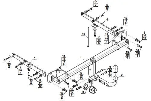 Swan neck tow bar for - tow, vauxhall