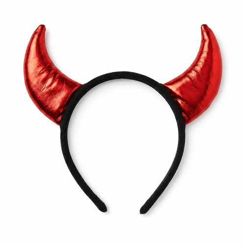 Black red devil horn headband - black,