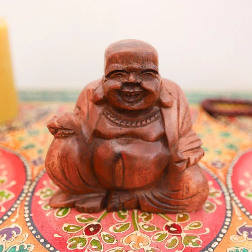 Hand carved wooden laughing - wooden,