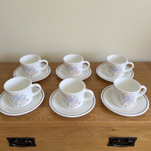 Pyrex blue iris cup saucer - cup, &