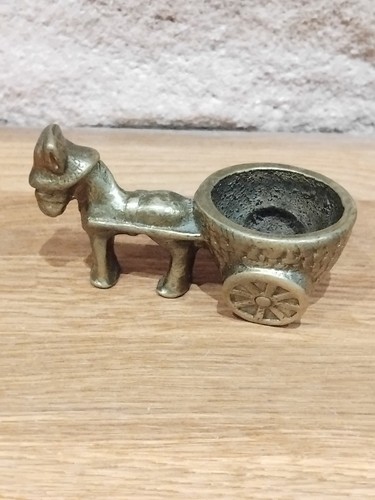 Miniature brass donkey cart - brass,
