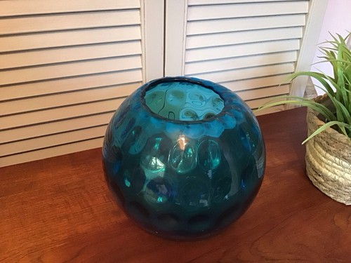 Vintage blue glass bud vase - blue,