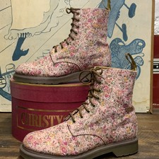 Ladies Dr Martens Castel PAGE Rare Pink Canvas Victorian Floral boots UK8 EU42