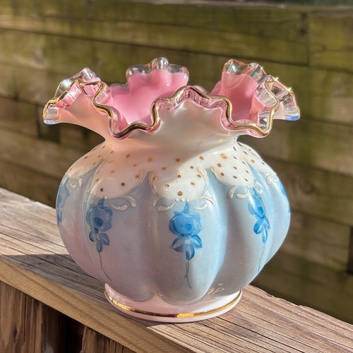 Fenton peach gold crest edge - fenton,