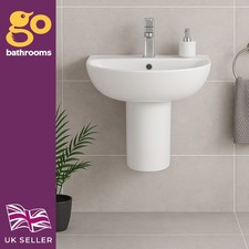 Sink Basin & Semi Pedestal One Tap Hole White Ceramic Bathroom Hand Wash Basin