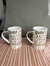 2x Dunoon Ceramics Gold mugs