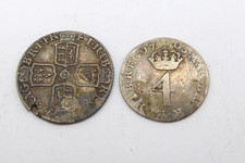 QUEEN ANNE 1705 FOUR PENCE 4P & 1711 SIX PENCE 6P SILVER COINS