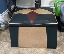 Vintage Green Vinyl Ottoman