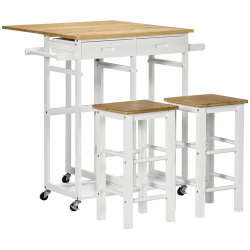 Homcom bamboo breakfast cart - breakfast,