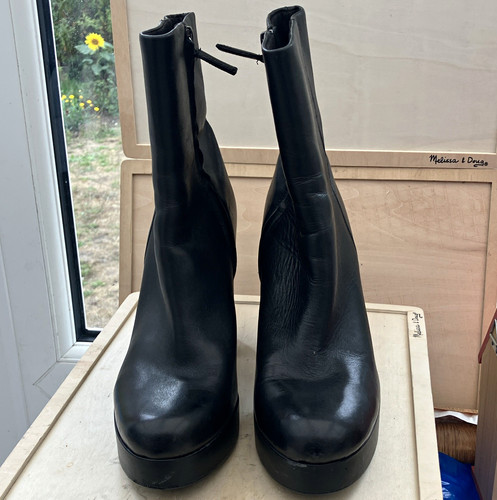 Black leather platform