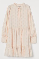 H&M Trend Conscious Wide-cut Chiffon Dress Cream SIZE 12 Short Romantic Isabel