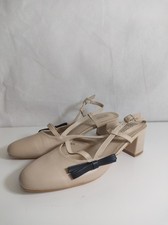 Womens Boohoo Low Block Heel Slingback Ballets Shoes UK 7 Beige