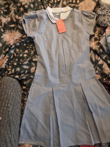 Girls blue gingham school - gingham,