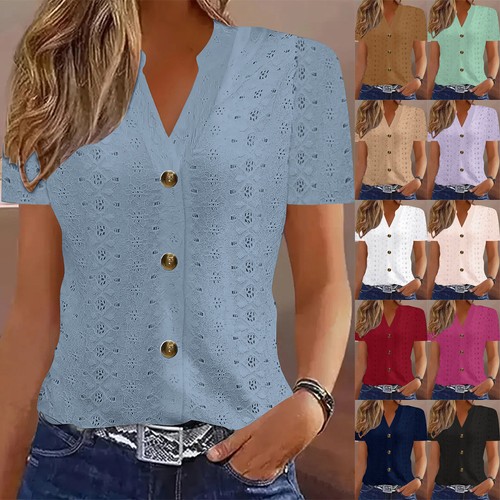 Women button neck - women's, v-neck