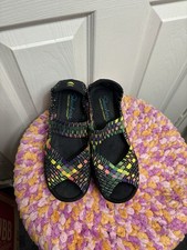 Skechers Memory Foam Black Multi-Colour Woven Platform Sandals Size UK 3 EU 36