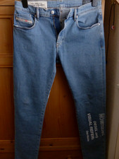 Mens DIESEL D-STRUKT Printed 009DX Stretch Blue Slim Fit Jeans .. 33" waist