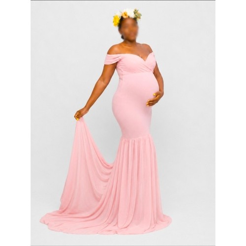 Pink maternity gown - pink,