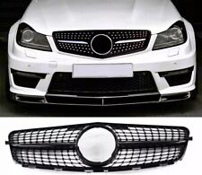 Mercedes C Class W204 C204 S204 Front AMG Style Grille Grill Gloss Black 2007-14