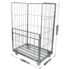  5 x Heavy Duty 3-sided Roll Cage with Wheels Warehouse Trolley Steel Cage 