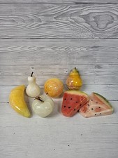 Polished Alabaster Marble Stone Fruit Ornaments X7.Banana, Watermelon, Pear. PP