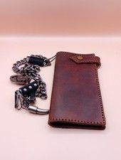 Biker Brown  Genuine Leather Removable Chain Wallet With Crocodile Embossed