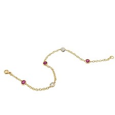 Ruby & Diamond  Bracelet Set With 3 Diamonds & 3 Rubies in 18ct Yellow Gold