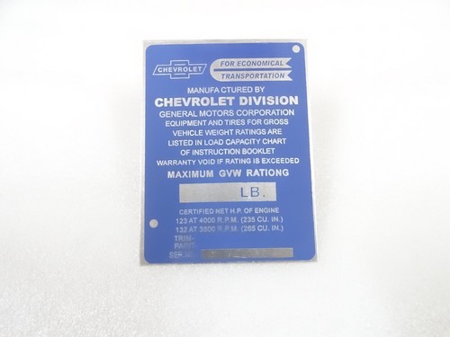 Data plate fits vintage - plate, to