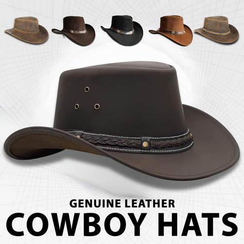 Real leather cowboy hat men - real,
