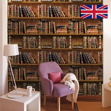 3D Library Bookshelf Wallpaper