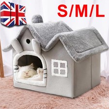 Cat Bed Super Soft Large Grey Cat/Dog Igloo Pet Bed Warm House/ Puppy/Kitten UK