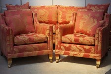 Duresta Trafalgar Suite 4 seater sofa & 2 armchairs Magic Dragon Red RRP 12,000