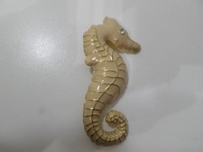 Goldtone and Enamel Seahorse Brooch