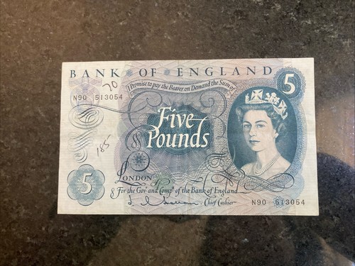 Five pounds banknote bank of - five,