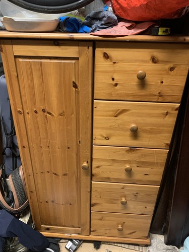 Pine tall boy style wardrobe - boy,