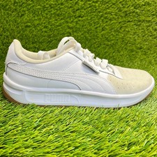 Puma California Exotic Womens Size 8 White Beige Athletic Leather Shoes Sneakers