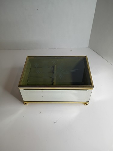 Beveled glass mirrored trinket - glass,