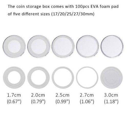 100 round coin cases - coin, clear