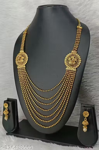 Gold plated rani haar necklace - gold,