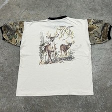 Vintage 90s Deer Forest Nature Art Shirt Adult X-Large XL Tennessee Hunting Rare