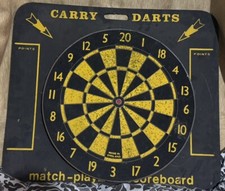 Vintage Dart Board Carry Darts Made in England with Match Play Scoreboard