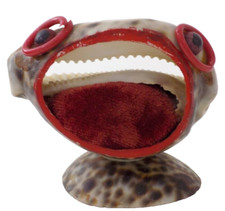 Vintage Cowrie Shell Pin Cushion Scary Open Mouthed Shark / Sea Creature