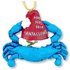 Blue Crab Santa Claws Ornament