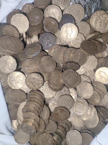 Brass three pence coins - 50,