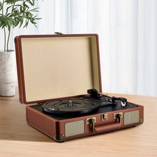 Vinyl Record Player,3-Speed Wireless Bluetooth Turntable with Stereo Speakers UK