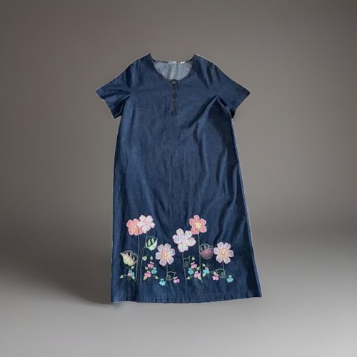 Vintage denim smock midi - denim,