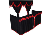  CURTAINS FULL SET BLACK /RED  FIT ONLY DAF SUPER SPACE-CAB AND SCANIA TOPLINE 