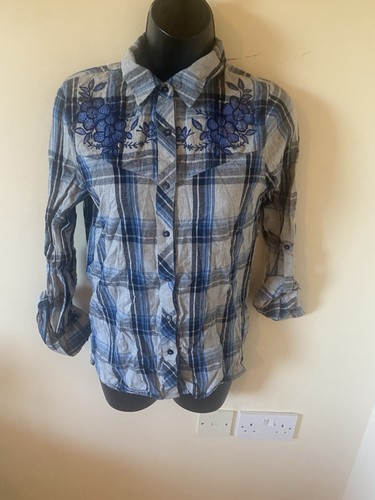 Blue checked brushed cotton - blue,
