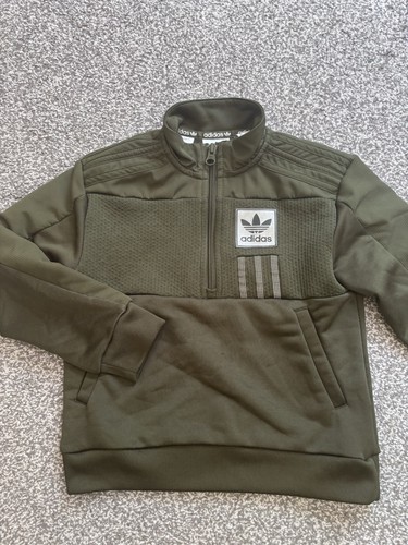 Adidas dark green zip - green, front