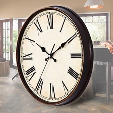  Large Decorative Wall Clock Vintage European with Roman Numerals