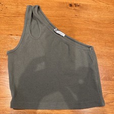 Zara One Shoulder Olive Crop